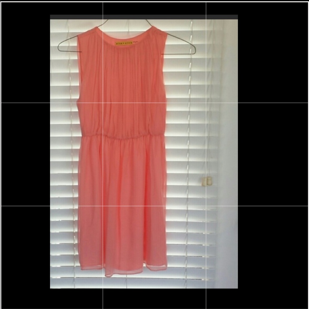 Alice + Olivia Coral Silk Sleeveless Dress SZ S